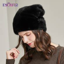 ENJOYFUR Women Winter Whole Mink Fur Hats Hand-Sewn Fashion Genuine Fur Bonnets Warm Female Casual Ski Designer Earflap Beanies 2024 - buy cheap