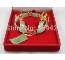 Free Shipping Wholesale jewe AAA new Yellow Gold Green JADE new Necklace Bracelet Earring 2024 - buy cheap