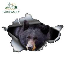 EARLFAMILY 13cm x 8.4cm Black Bear Car Sticker Torn Metal Decal Reflective Stickers Waterproof 3D Car Styling Animal Decals 2024 - buy cheap