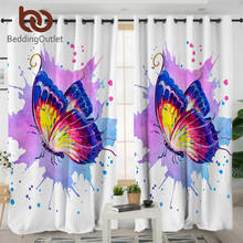 BeddingOutlet-cortina de mariposa para sala de estar, 1 pieza, arte de acuarela, cortinas opacas, cortinas de tratamiento de ventanas coloridas, 150x270cm 2024 - compra barato