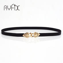 Hot sales New women metal belts Fashion metal flower buckle thin elastic waistband gold women skinny belt chain BL28 2024 - buy cheap