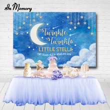 InMemory Boys Baby Shower Newborn Baptism Backdrops For Photo Studio Blue Gold Glitter Little Stars Moon Kids Birthday Banner 2024 - buy cheap