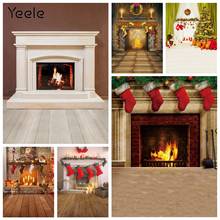 Фон для фотосъемки Yeele с изображением рождественского камина деревянного пола стены домашнего декора для фотостудии 2024 - купить недорого