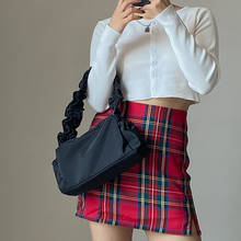 EUMOAN-Bolso portátil de nailon para mujer, bolsa retro de un solo hombro con diseño plegable, color sólido, primavera 2021 2024 - compra barato
