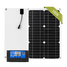 Panel Solar de 18W y 12V, módulo monocristalino con puerto USB Dual, fuera de la red, con controlador de carga Solar, batería Solar, uso en coche al aire libre 2024 - compra barato