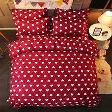 Casa de cama 4 pçs conjunto folha plana coração vermelho estrela conjunto linho folha fronha & duvet cover conjunto bonito da criança roupas folha capa 2024 - compre barato