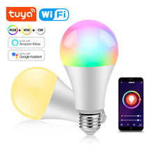 Tuya Smart Life 2,4G WiFi Светодиодная лампа E27 9 Вт 16 миллионов RGB + W полноцветная светодиодная лампа с регулируемой яркостью работает с Alexa, Echo, Google Home 2024 - купить недорого