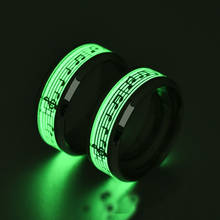 Music Stave Luminous Ring Men Women Creative Cool Wedding Stainless Steel Rings Jewelry 2024 - buy cheap