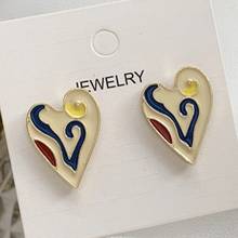 2020 New S925 Dripping Oil Heart Earrings Female Pendant Earings Niche Design Simple Earrings wedding party jewelry gift 2024 - buy cheap