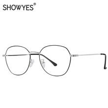 SHOWYES-Gafas de ordenador antiluz azul, lentes transparentes de Metal irregulares, antirradiación, polígono 015 2024 - compra barato