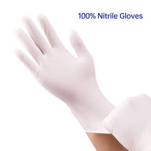 GMG-guantes desechables de nitrilo para el hogar, guantes de trabajo antialérgicos de grado alimenticio para cocina, jardín, limpieza, color blanco y negro, 100 Uds. 2024 - compra barato