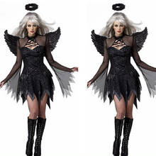 Ángel oscuro negro traje Cosplay del diablo para las mujeres vampiro ángel blanco vestido con alas para adultos Sexy fiesta de Halloween bruja 2024 - compra barato