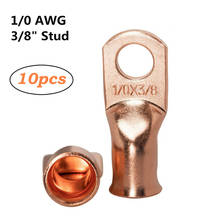 10pcs Wire Ring Terminal Copper 1/0 AWG Gauge 3/8" Connectors Car Audio Terminals 2024 - buy cheap