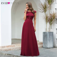 Elegant Burgundy Evening Dresses Ever Pretty EP00737BD A-Line Cap Sleeve O-Neck See-Through Lace Evening Gowns Robe De Soiree 2024 - buy cheap