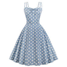 Plus size 1960s vestido vintage vd0720 senhoras sexy verão algodão balanço amarelo azul feminino polka dot vestido 2024 - compre barato