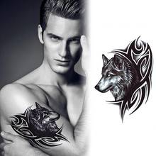 Модная водостойкая тату-наклейка «Wolf King», временная наклейка для боди-арта 2024 - купить недорого
