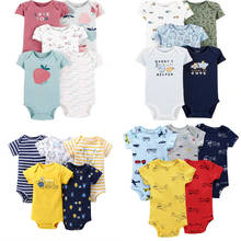 short sleeve o-neck baby bodysuit flower print newborn boy girl clothes 2021 new born body clothing cotton 5pcs Summer Baby suit 2024 - buy cheap