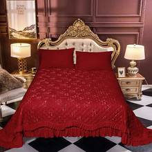 Новинка, 100% хлопок, стеганое покрывало для кровати в европейском стиле, красное покрывало, покрывало для кровати, наволочка, Свадебный Комплект постельного белья 2024 - купить недорого