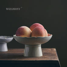 WIZAMONY-compota de pie alto de cerámica escurrible, plato de fruta de estilo japonés, bandeja de pastel de té, olla, agua de construcción, multiusos 2024 - compra barato