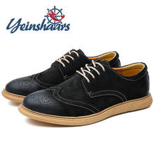 2022 Mens Shoes Suede Casual Leather Brogue Shoes Men Non-Slip Business Office Formal Oxford Leisure Walk Lace-up Derby Footwear 2024 - buy cheap