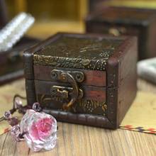 1pc New Vintage Small Metal Lock Jewelry Treasure Chest Case Manual Wood Box Antique Storage Box Case 2024 - buy cheap
