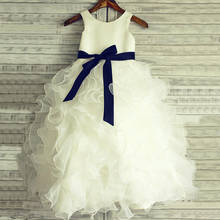 Vestido infantil de organza branco marfim, vestido de princesa para meninas, para casamento, festas para crianças 2024 - compre barato