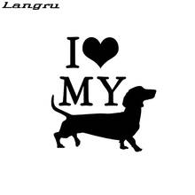 Langru i love my weiner dog vinil janela do carro adesivo de amortecedor acessórios de carro jdm 2024 - compre barato