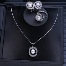 Fenasy nova moda natural pérola conjuntos de jóias 925 prata esterlina anel pingente colares para as mulheres grandes brincos 8-9mm 2024 - compre barato