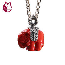 Ожерелье с подвеской в виде слона Cinnabar из чистого серебра 925 пробы, инкрустированное натуральными камнями, женская бижутерия, 2020 P01 2024 - купить недорого