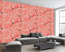 Pintado à mão vermelho flamingo europeu fundo de parede-papel de parede personalizado profissional 2024 - compre barato