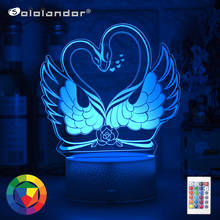 Lámpara de mesa con Control remoto o táctil para niños, luz LED nocturna 3D de 7 colores con forma de cisne, decoración navideña para el hogar, regalos encantadores para niños 2024 - compra barato