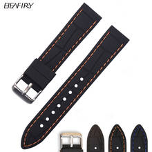 Beafiry pulseira de relógio de silicone macio, pulseira de borracha 20mm 22mm 24mm 26mm à prova d' água, pulseira de relógio de pulso, preto, azul ou laranja 2024 - compre barato