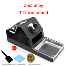 T12 Soldering Iron Station Stand Anti-static Metal Soldering Iron Holder With Insulation Pad Brass Wire Ball Tip Cleaner Sponge 2024 - buy cheap