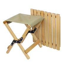 Camping Folding Stool Small Heavy Duty Lightweight Seat beech wood and canvas Portable folding small size breathable cool clean 2024 - buy cheap