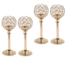 Candelabro de cristal com 4 peças magideal, candelabro de casamento, natal, dourado 2024 - compre barato