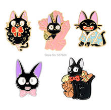 New 20Pcs Black JIJI Cat Kiki's Delivery Service Alloy Brooch Lapel Pin Action Figure Toy 2024 - buy cheap