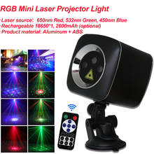 Лазерный мини-проектор RGB, светильник с 32 шаблонами для дискотек, DJ, музыкальный сценический светильник RGB, эффект DMX, рождественские вечерние лампы KTV для дома 2024 - купить недорого