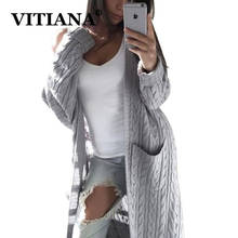 VITIANA Knit Sweater Long Cardigans Women Autumn 2019 Female Long Sleeve Open Stitch Sweater Cardigan Femme Winter Clothes 2024 - buy cheap