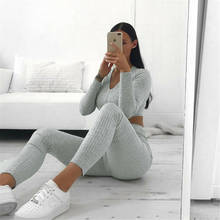 Two Piece Set Women Knitted Lounge Wear Sets 2pcs Crop Top  Suit Ladies  Tracksuit Set Autumn Casual Streetwear Clubwear 2024 - buy cheap