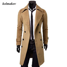 Gabardina de lana para hombre, abrigo ajustado de doble botonadura, color liso, a la moda, otoño e invierno, novedad de 2020 2024 - compra barato