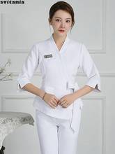 Uniforme de trabalho para mulheres, fantasia, salão de beleza, roupas de trabalho, gestão de pele, spa, técnico 2024 - compre barato