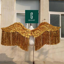 Alas de pluma de Ángel de gran tamaño, bonitas alas brillantes doradas y plateadas, modelo de pasarela, accesorios de fiesta, Cosplay 2024 - compra barato