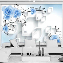 Custom Photo Wallpaper 3D Stereo Blue Rose Rhombus For Living Room TV Background Wall Mural Home Decor Papel De Parede 3D Fresco 2024 - buy cheap