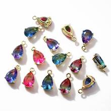 4pcs charms for jewelry making Gradient Color Water Drop Shape Crystal Pendant Diy Earrings Findings Supplies Tools Accessories 2024 - buy cheap