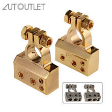 AUTOUTLET Gold / Sliver Car Battery Terminal Positive + Negative 4/8 Gauge AWG Auto Batteries Terminal Connectors Zinc Alloy 2024 - buy cheap