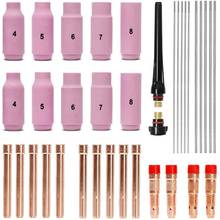 TIG Welding Accessories Set, Adapter Sleeves+ Housing+ Ceramic Nozzles+ Tungsten Electrodes for WP-26 TIG Welding Torch 2024 - buy cheap