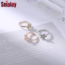 3 цвета, модное кольцо Seialoy с цветами маргариток с кристаллами для женщин, оригинальные штабелируемые влюбленные, Женское Обручальное кольцо, ювелирные изделия в подарок 2024 - купить недорого