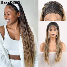 Long Braided Box Braids Wig Synthetic Lace Front Wigs Black Women Ombre Blonde Wig Two Lace wigs, Synthetic hair wig, high temperature fiber, natural hairline, average size 2024 - buy cheap