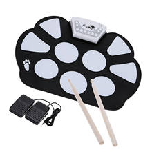 Juego de batería de silicona plegable para principiantes, juego de tambor electrónico Digital, 9 almohadillas de tambor con baquetas, pedales de pie, USB de tamaño compacto 2024 - compra barato