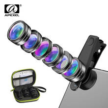 Объектив APEXEL 6 в 1 «рыбий глаз» для камеры телефона, широкоугольный макрообъектив CPL Star Filter ND32 Fliter для Samsung Huawei всех смартфонов 2024 - купить недорого